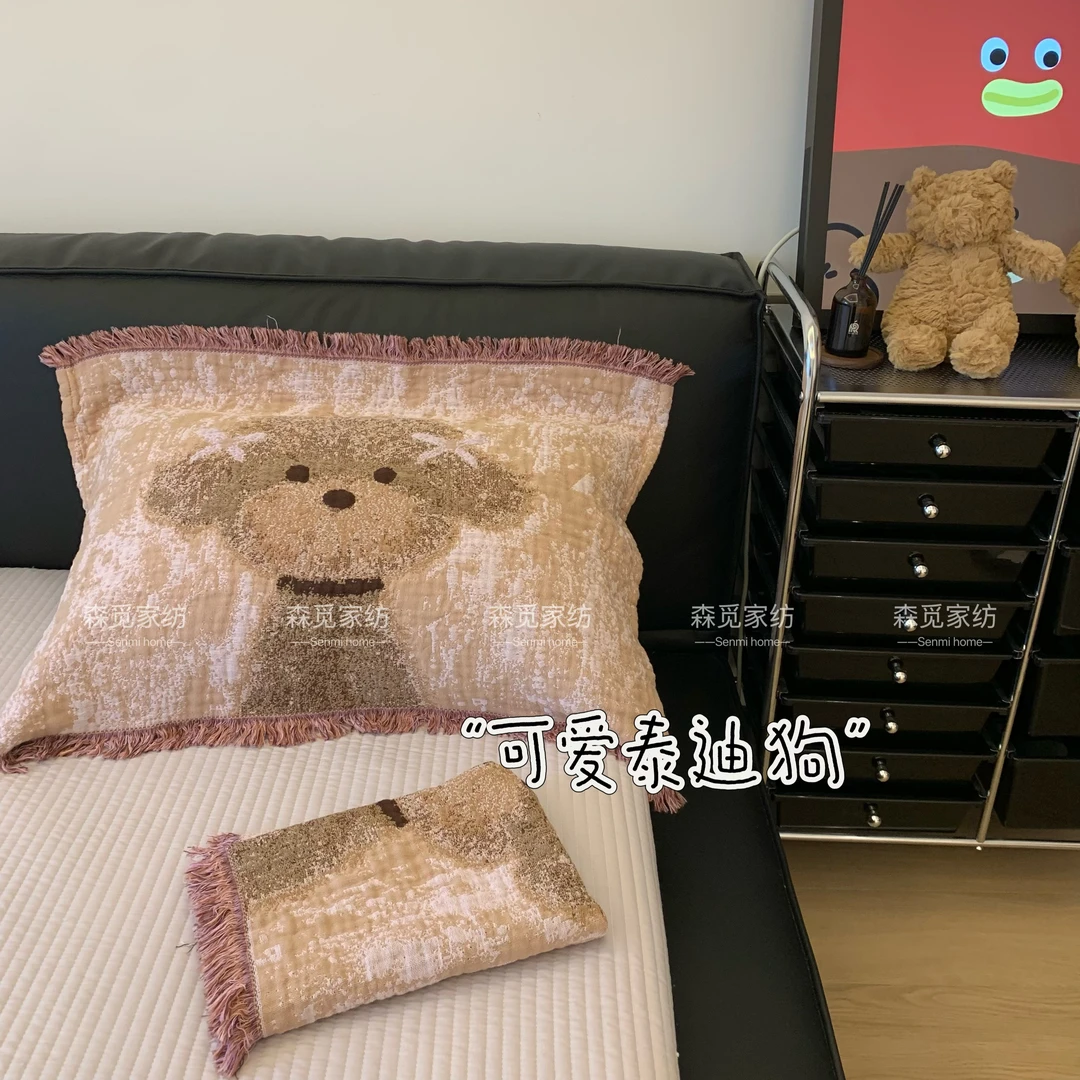 森觅家【单人枕巾】全棉纱布泡芙枕巾纯棉纱布枕巾