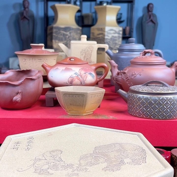 用***7紫砂茶杯全手六方干泡