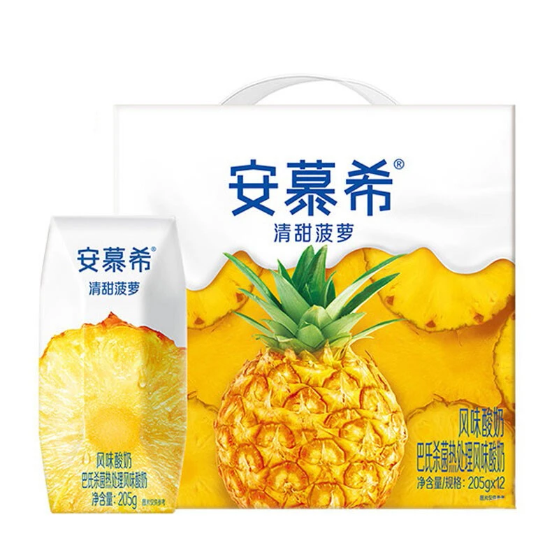 【2月产-次日达】伊利安慕希常温酸奶菠萝味205g*12盒