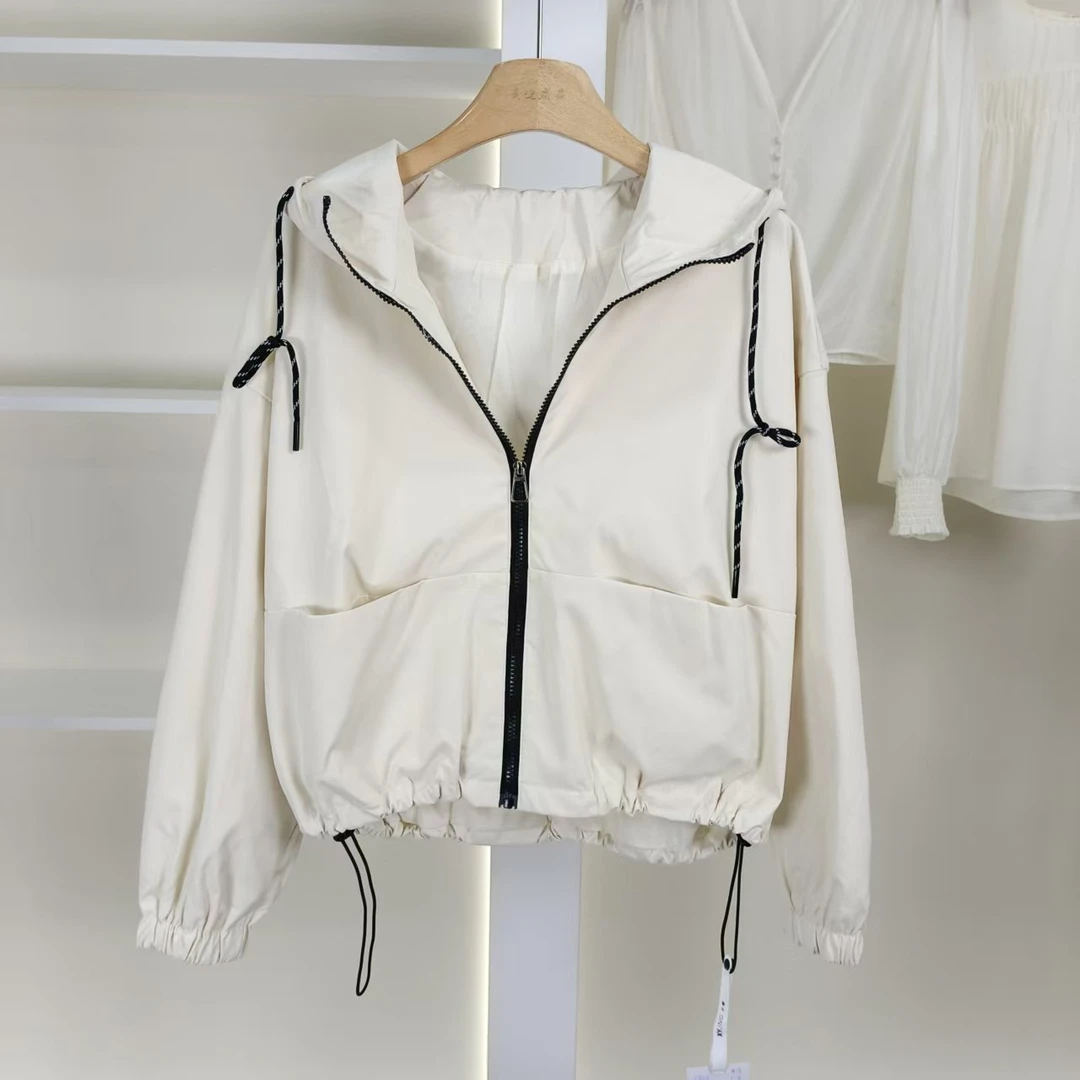 麦迪尚品【夕Y】50909456 春秋简约休闲连帽短外套品牌女装