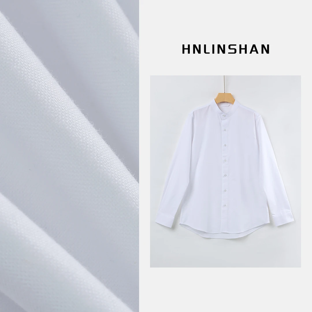 HNLINSHAN【无词歌】简约立领通勤棉质牛津纺衬衫40416224