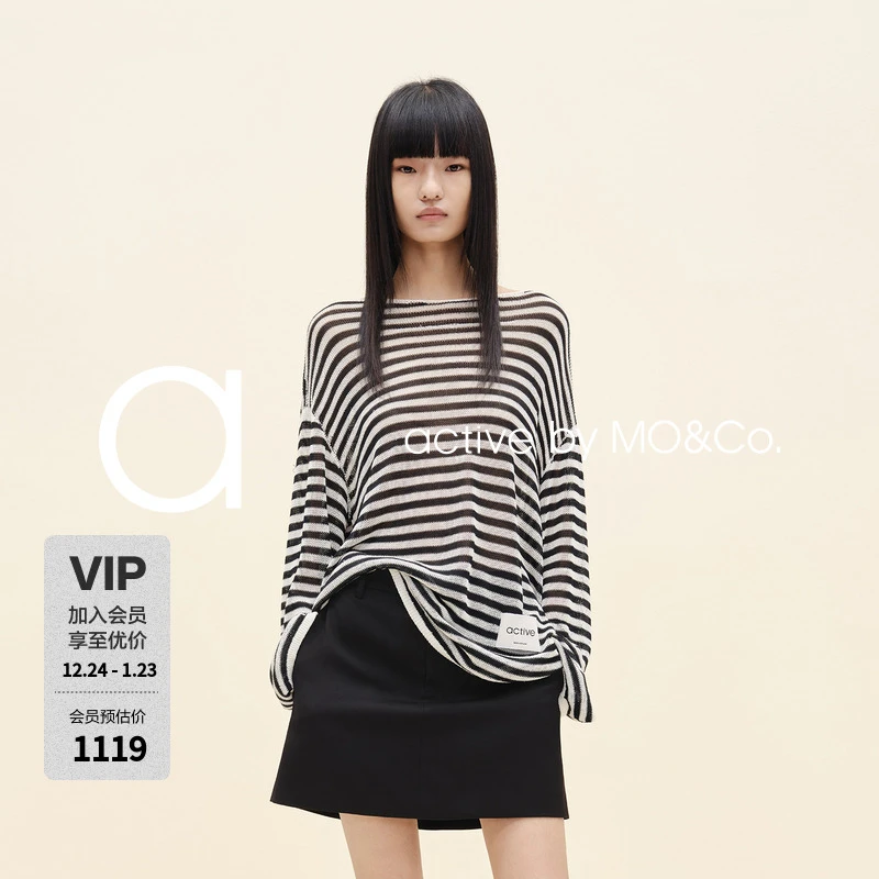 【active系列】MOCO针织衫2025秋新品醋酸绵羊毛宽松MBE3SWT002