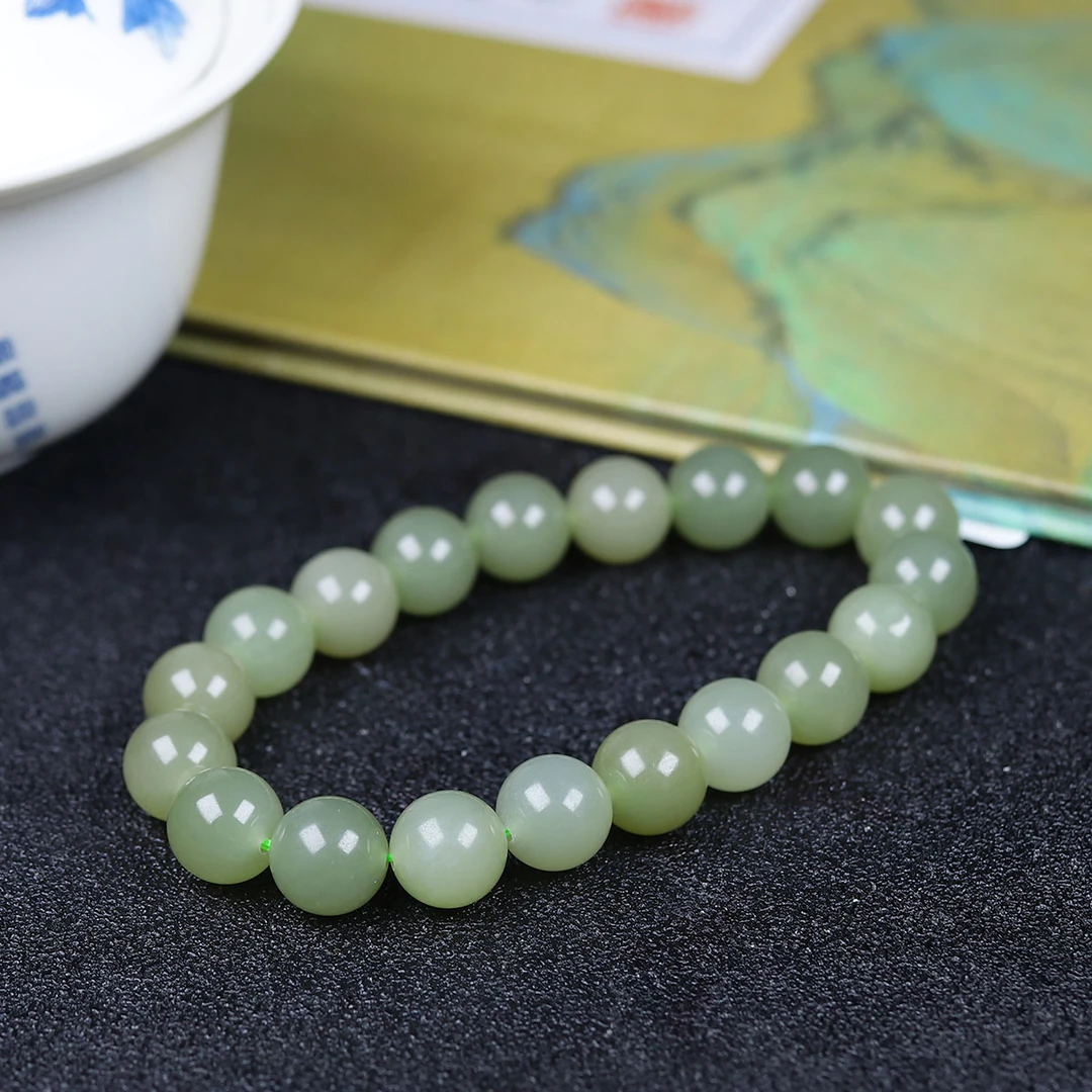 110260和田玉圆珠手串