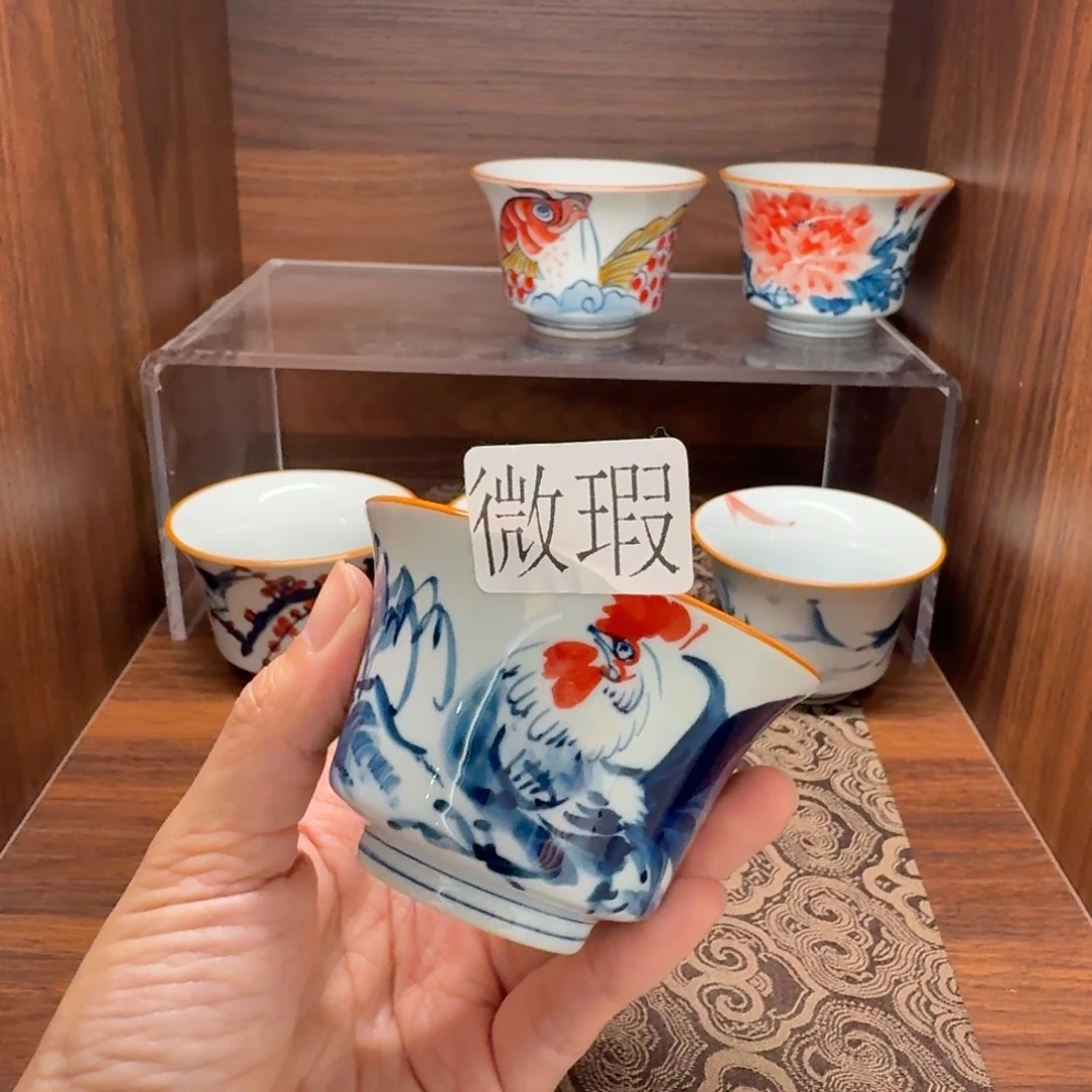 釉下手绘茶具微瑕