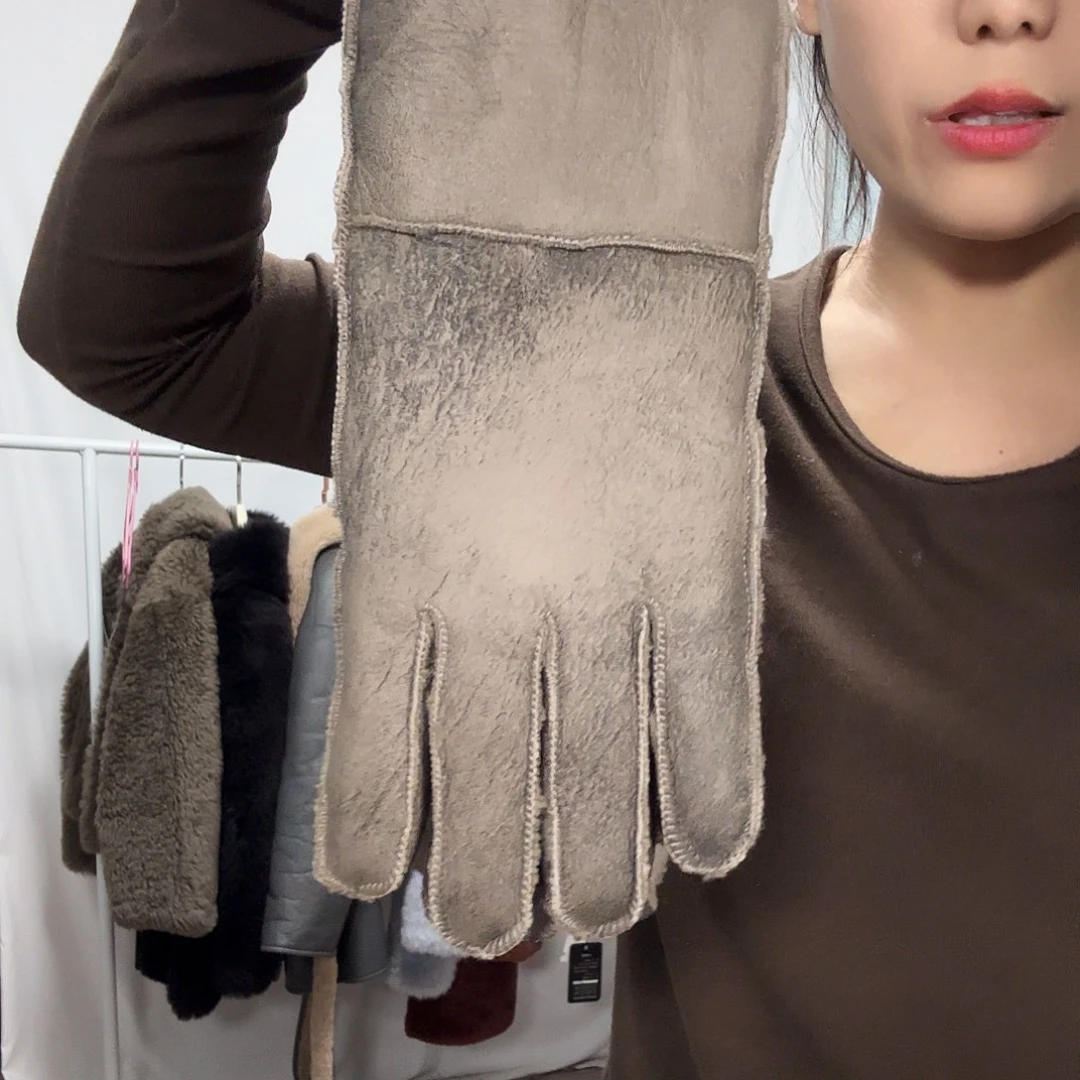 山羊皮绵羊毛绵羊毛灰色男款羊皮毛一体