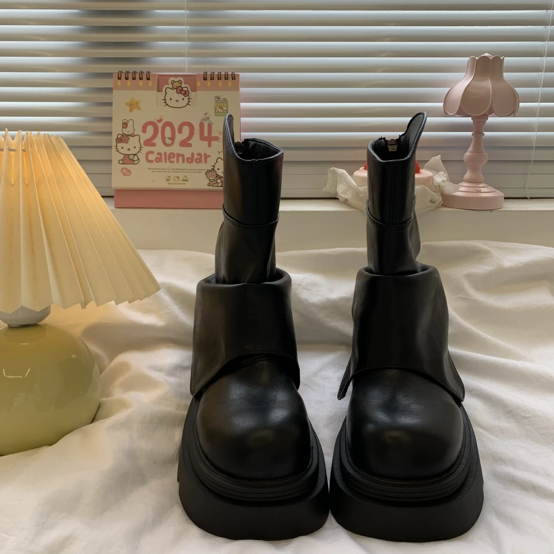 厚底粗跟马丁靴女2025秋冬新款百搭短靴复古英伦风单靴ins机车靴