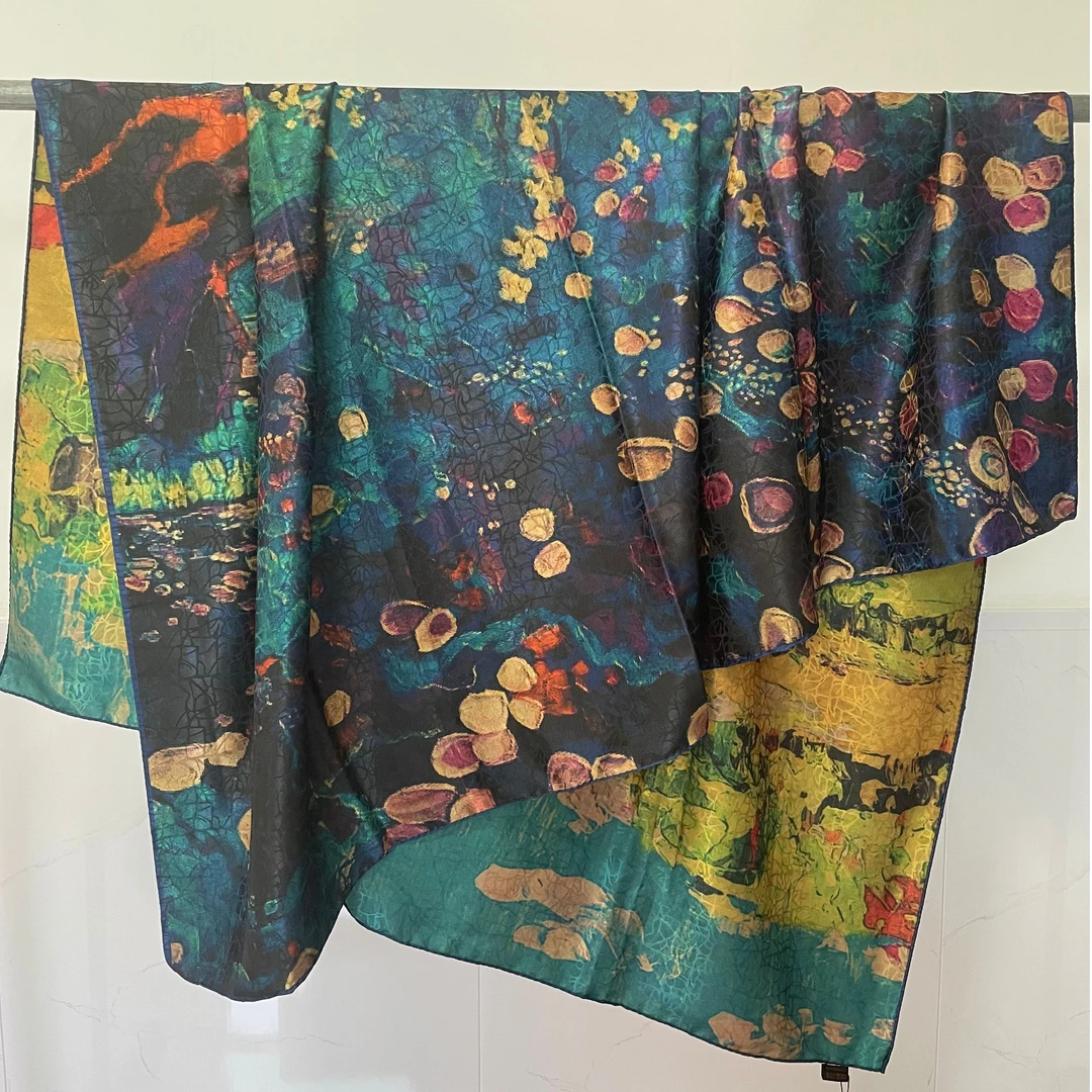 #065 油画海棠 140*140大方巾围巾披肩女士百搭休闲时尚印花