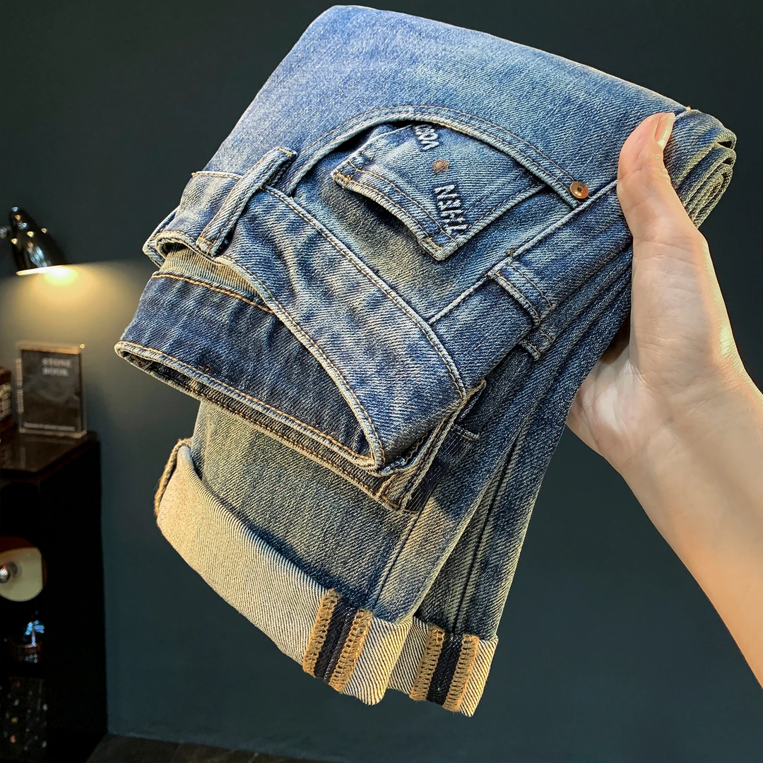锥形牛仔裤男士2025新款秋季宽松直筒修身复古潮牌水洗休闲长裤子