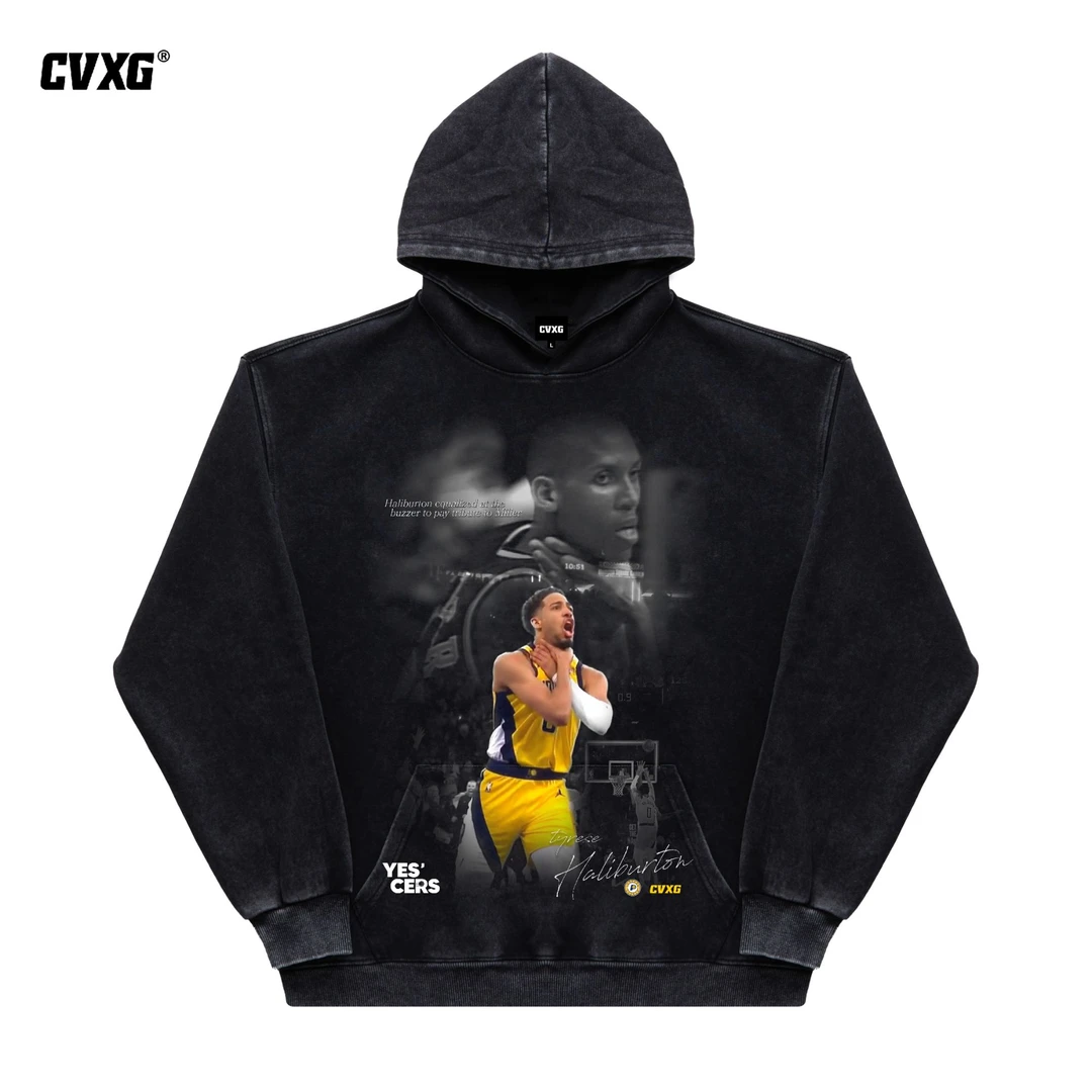 CVXG美式商店（哈利伯顿.致敬）美式重磅纯棉T恤篮球康利直喷