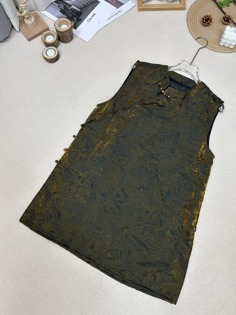 【知夏】正版！新中式花萝异色萝透气夏季超薄中长款鎏金变色上衣