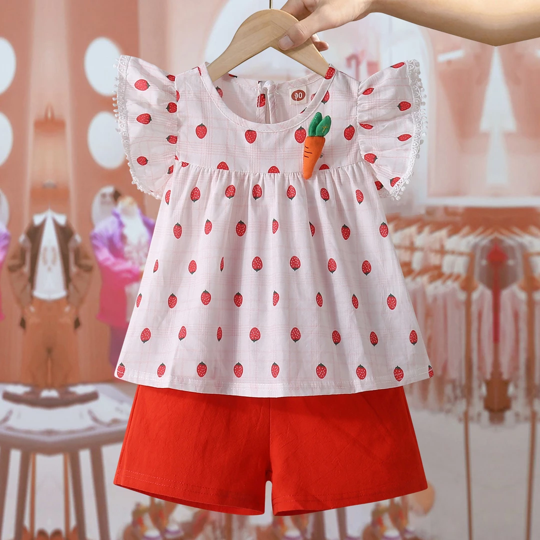 女童夏装套装2025新款网红洋气时髦童装夏季短袖儿童韩版两件套装