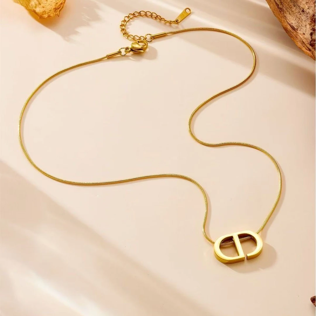 欧伦诗 钛钢项链 欧美简约嘻哈字母CD项链