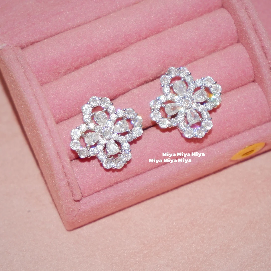 纯铜锆石耳饰 千金归来超级气质耳钉耳环 爆闪 巨美！！！