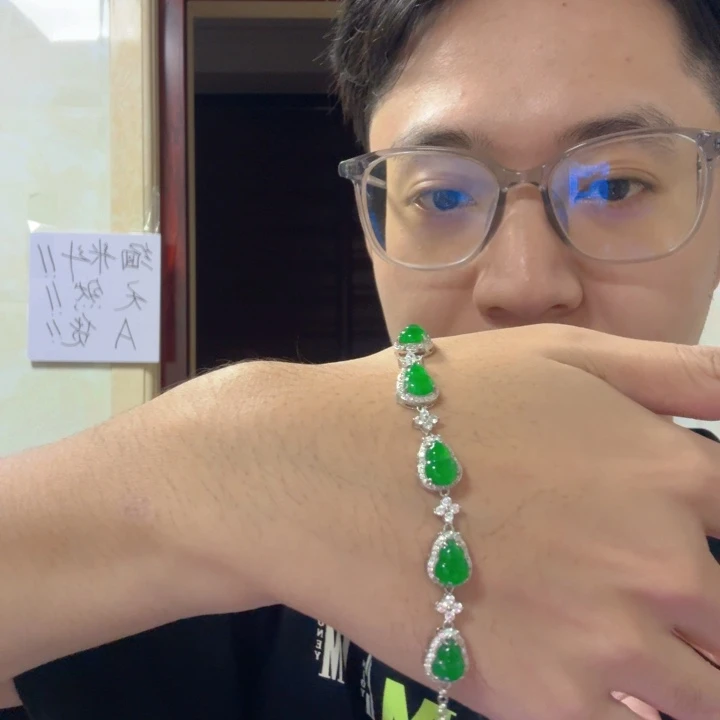 翡翠银S925镶嵌颈饰戒指