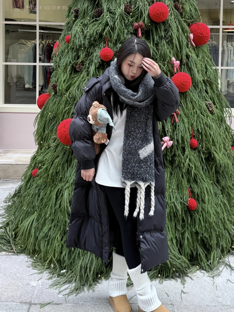 2024女长款冬季时尚韩版高级加厚百搭保暖羽绒服