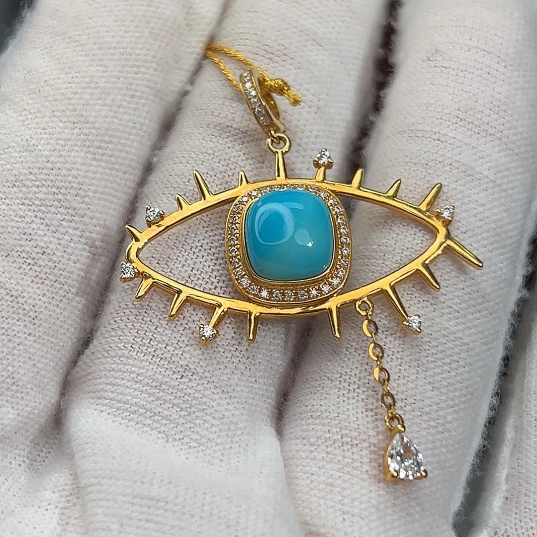 绿松石18K金镶嵌珠宝奇石