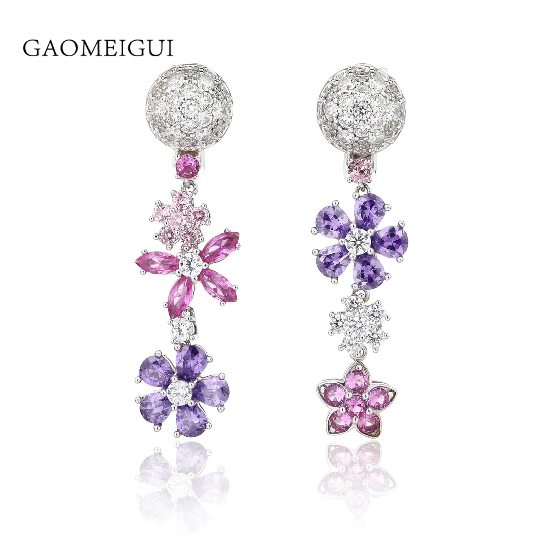 925银合成锆石耳饰 紫色繁华耳环新款大牌同款A1038