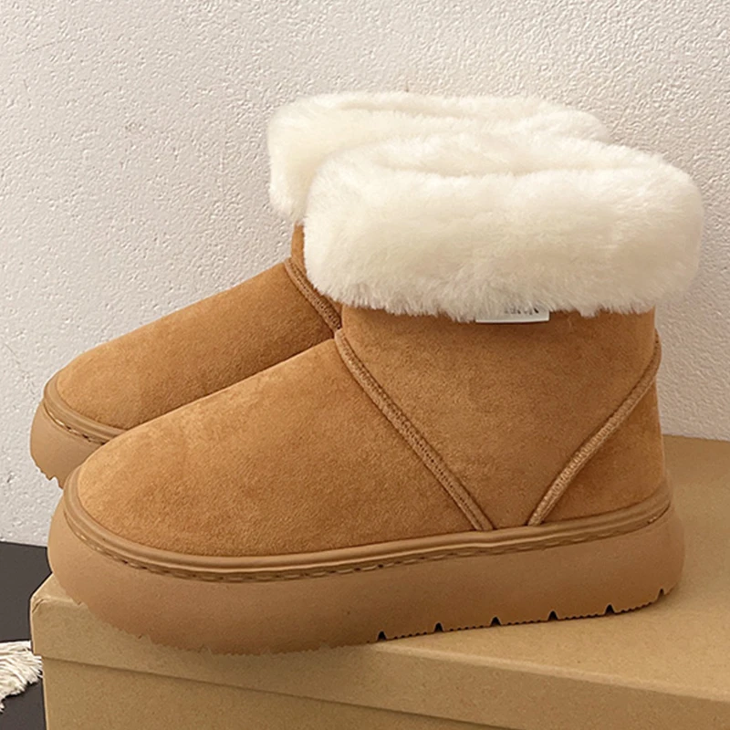 优遇家冬季新款时尚雪地靴外穿保暖厚底棉鞋女款加绒加厚雪地靴DL