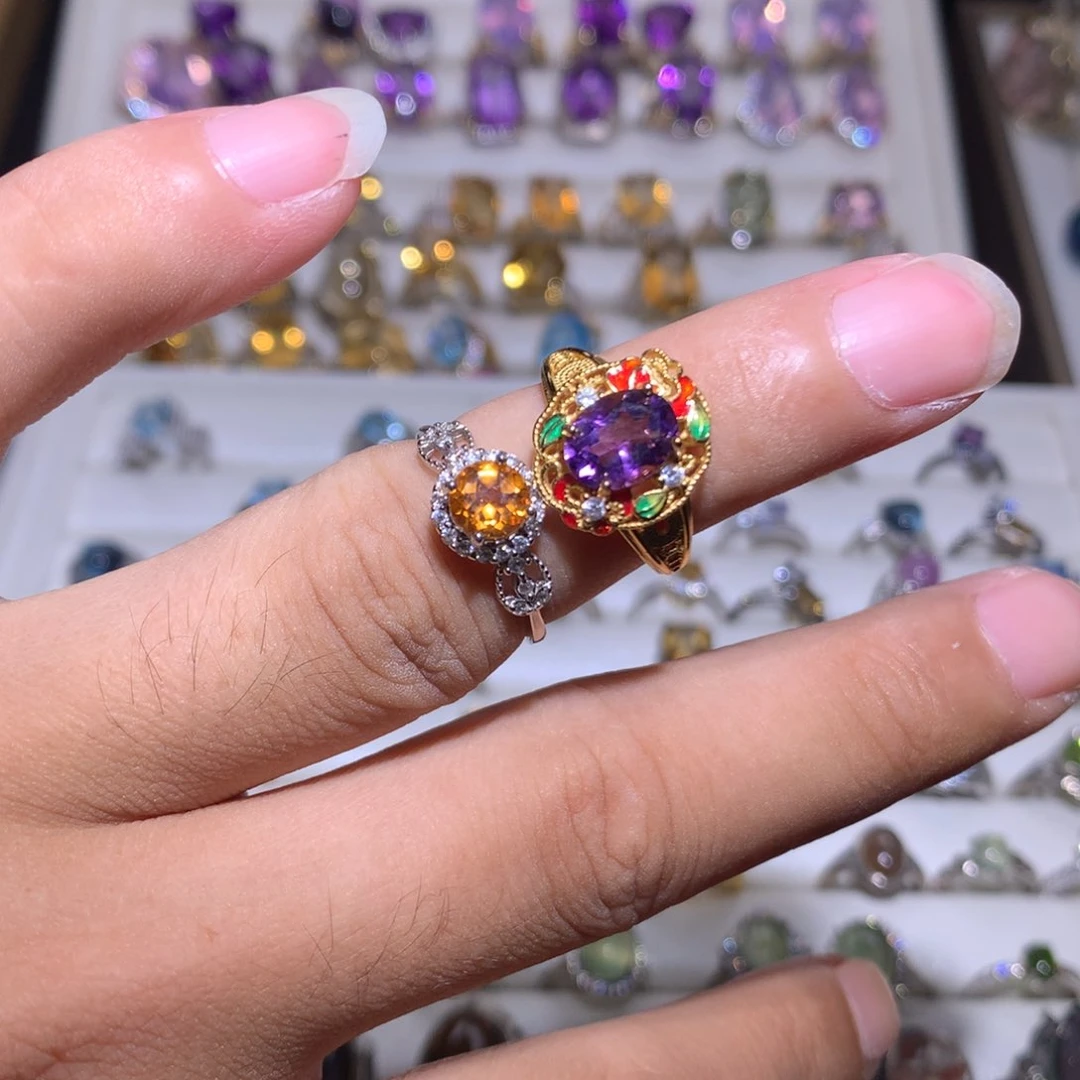 【闪购商品】黄晶手链银S925镶嵌戒指