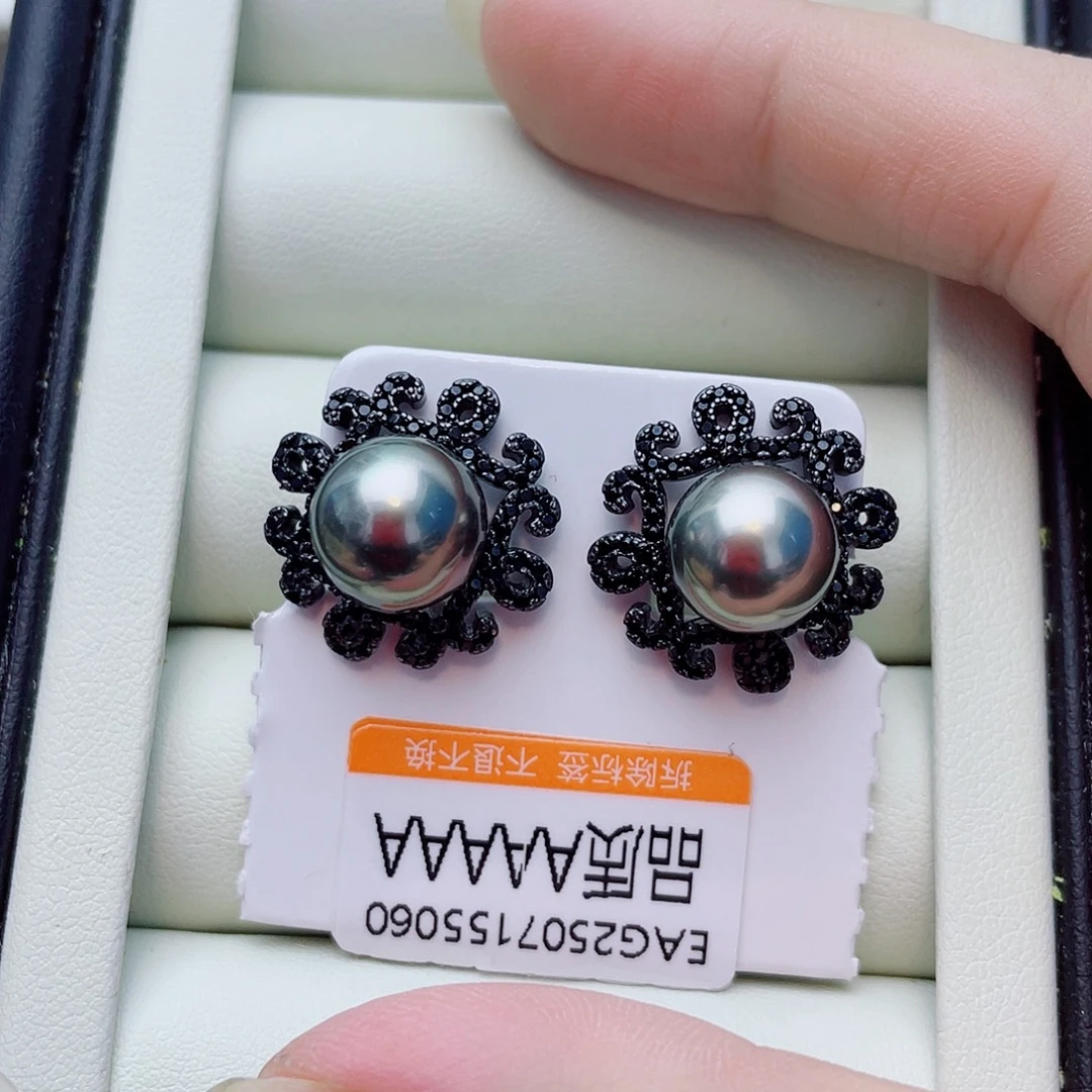 银S925镶嵌耳饰海水珍珠w72