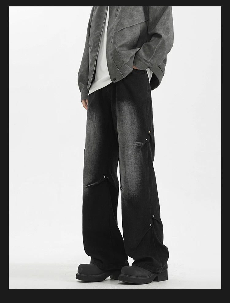美式高街复古直筒牛仔裤男款春夏潮牌宽松阔腿休闲百搭宽松