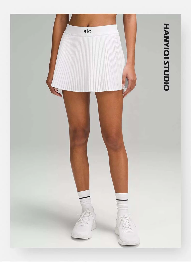 alo高腰网球百褶裙安全女健身假两件防健身房运动服套装女