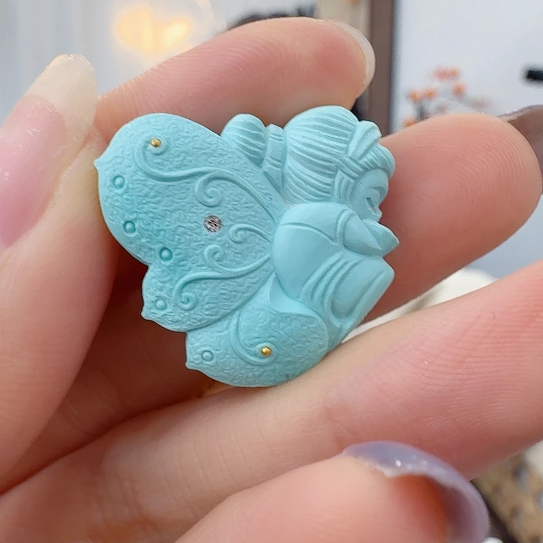 一***花绿松石未镶嵌珠宝半成品