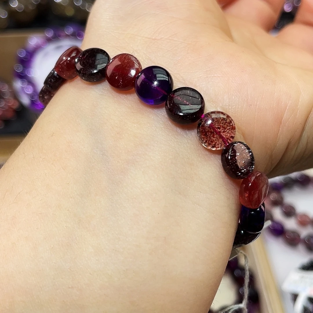 水晶手链未镶嵌黑加仑碟珠8.5