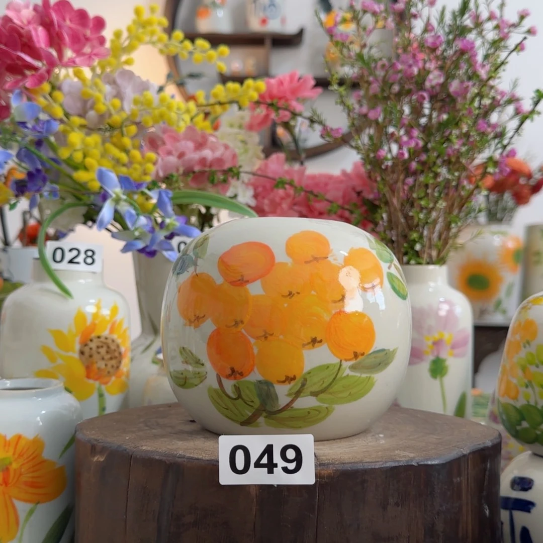 摆件景德镇陶瓷手绘小花瓶摆件无孔