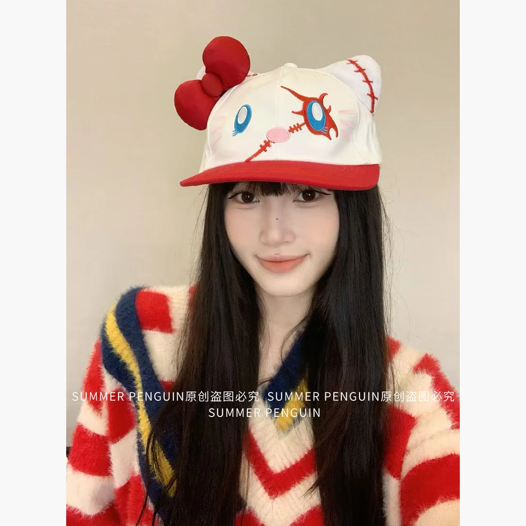 SUMMER PENGUIN可爱卡通平檐刀疤kt夏季休闲立体造型大耳朵棒球帽