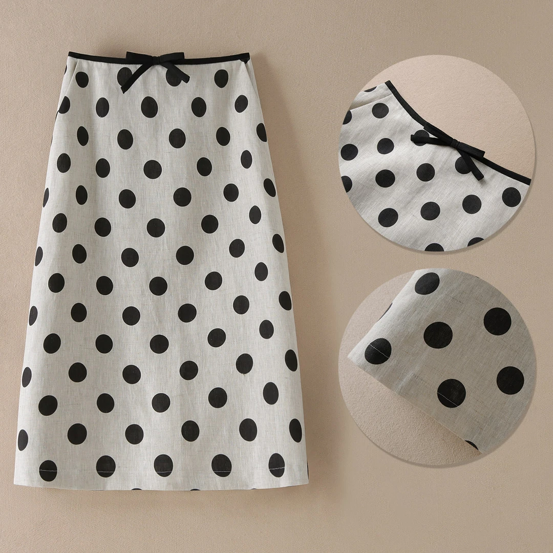 质感高品质  通勤轻奢波点进口雨露麻半身裙 柜 柜 质感推荐百搭