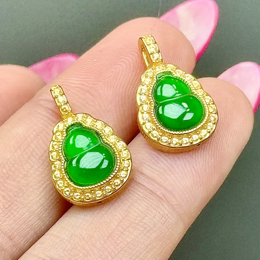 【CH】18k金翡翠葫芦吊坠（多样性发其一）