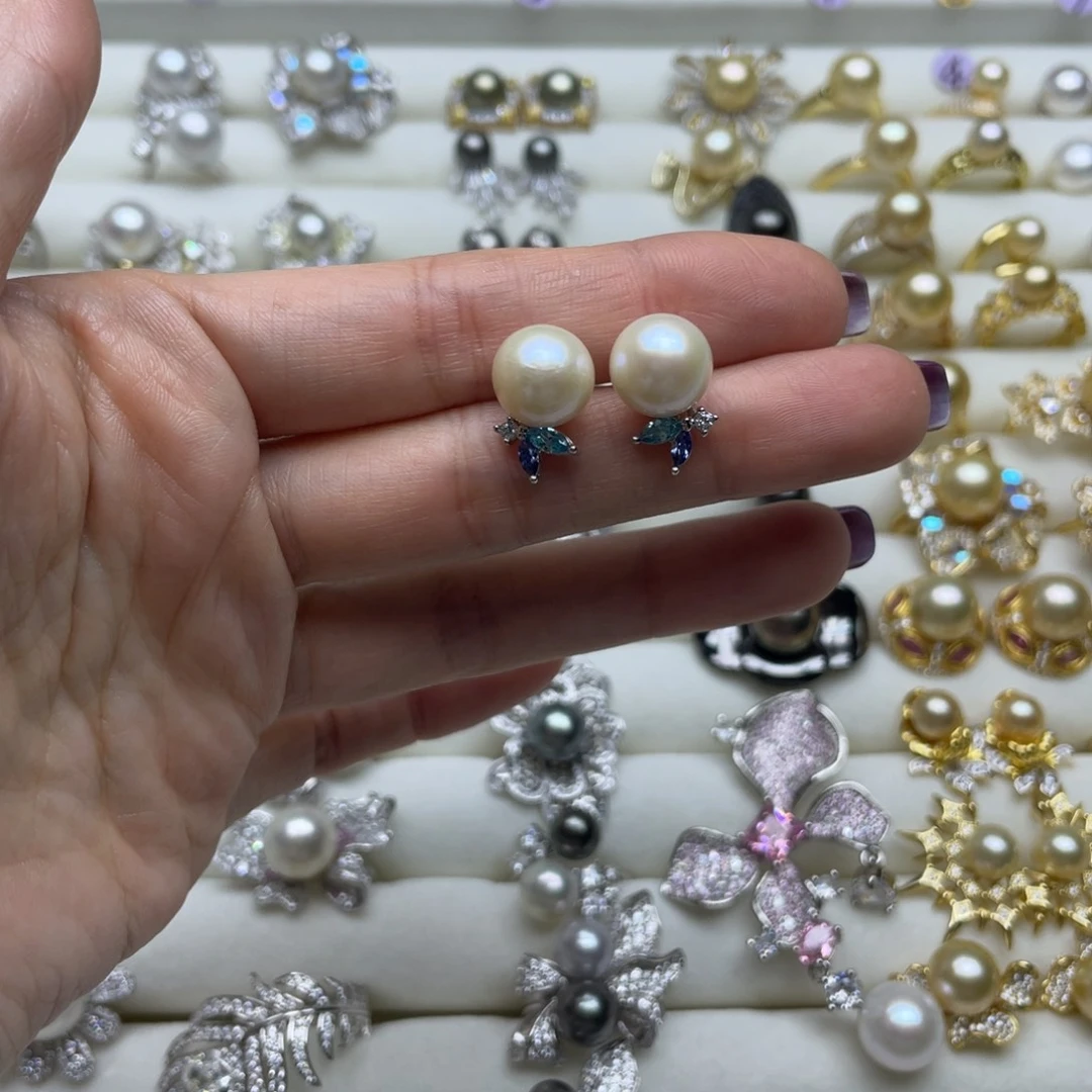 耳饰淡水珍珠银S925镶嵌