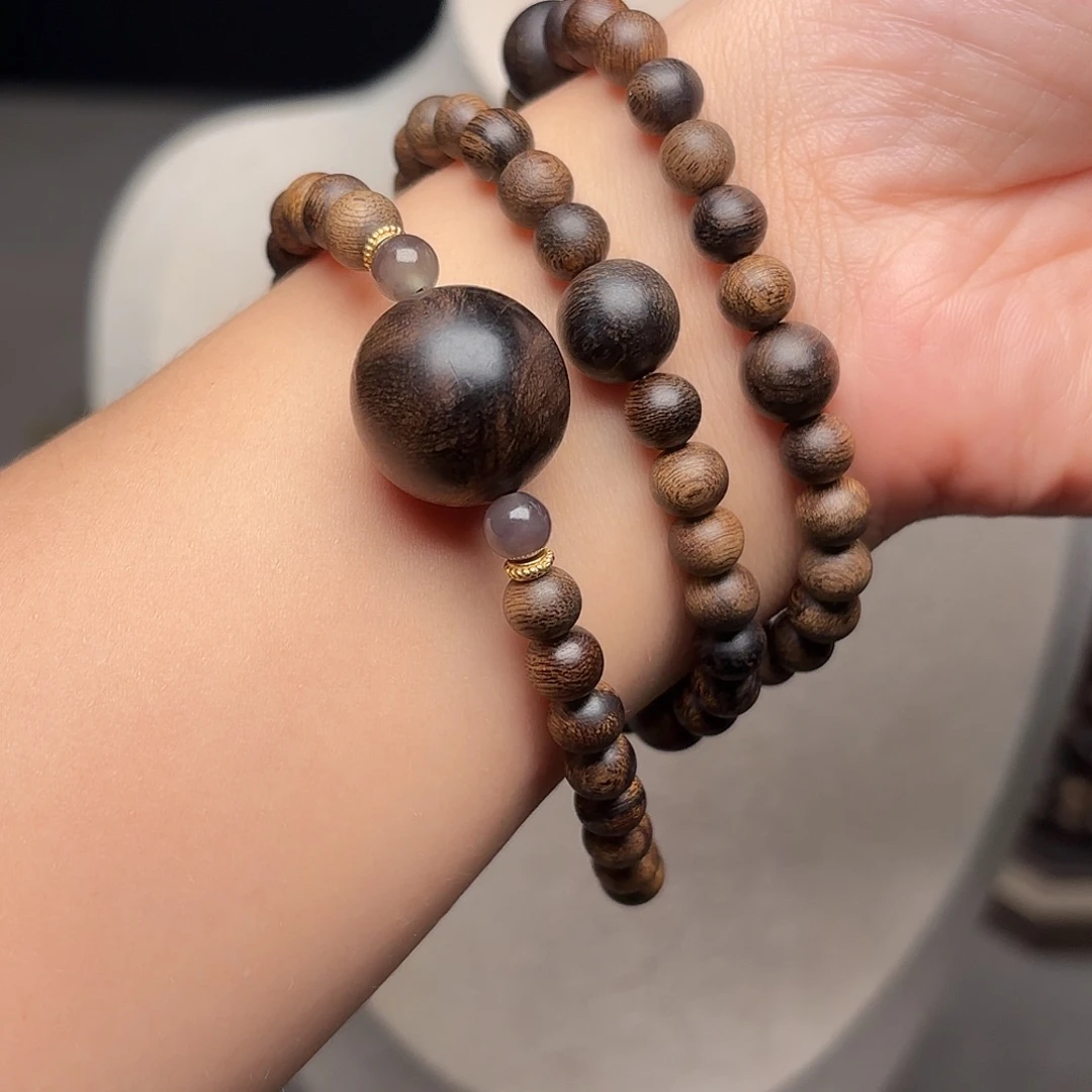 沉香手串越南芽庄帝王瘤疤白棋楠0➕紫棋楠帝王玉化设计