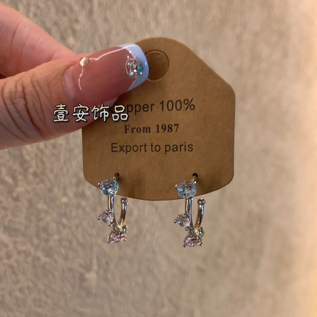 合金锆石耳饰 时髦彩锆耳环女耳饰独特设计感耳钉2025年新款爆款