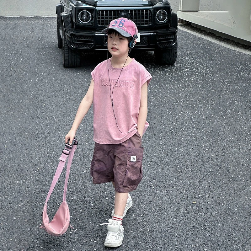 男童背心套装夏季2025新款潮牌儿童夏装中大童无袖短裤两件套痞帅