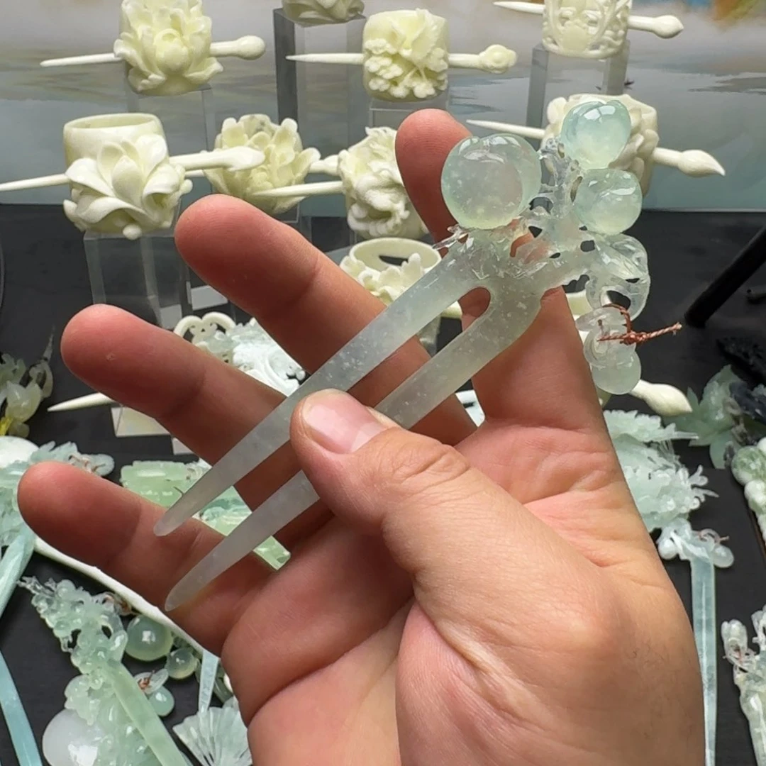 岫玉发饰未镶嵌明君玉簪就是好看