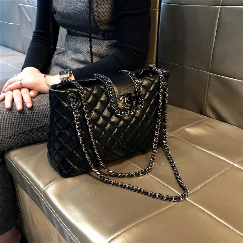 香港品牌圈圈菱格链条小香风时尚质感托特包包女2025新款单肩包