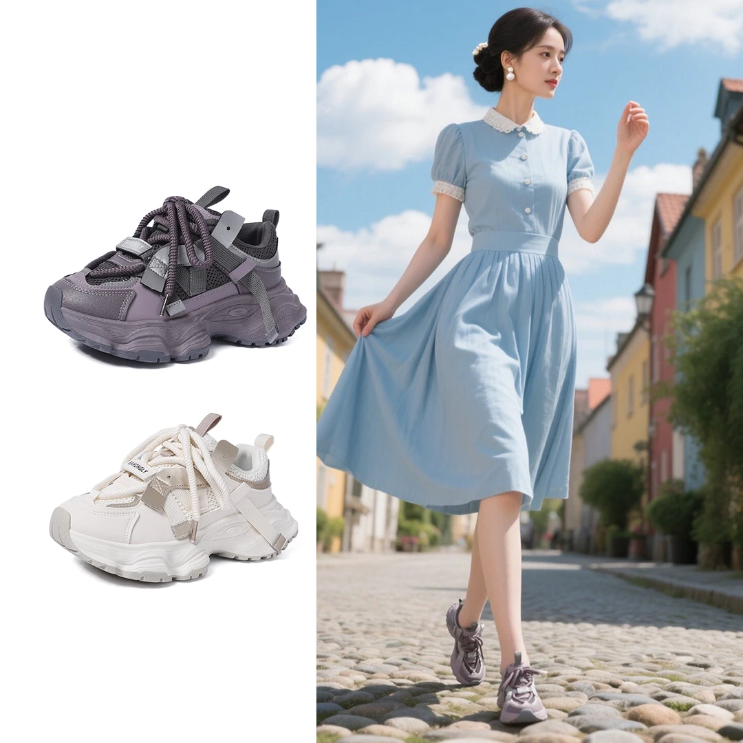 炸街老爹鞋女2025新款厚底增高显脚小百搭休闲运动鞋学生轻便女鞋