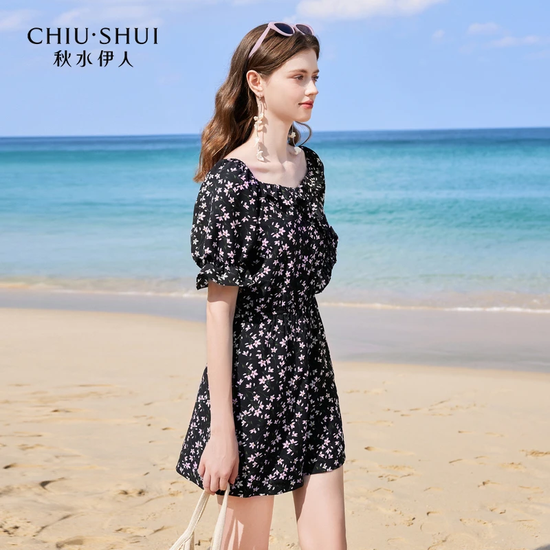 【直播】秋水伊人印花连体裤女装时髦方领裤子624202A180035