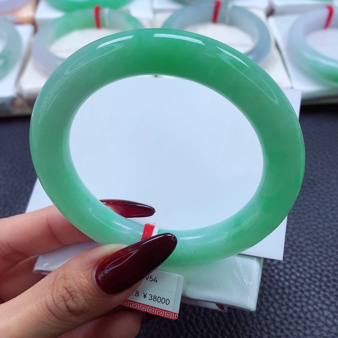 翡翠手镯未镶嵌56.57.58果阳满绿小胖圆