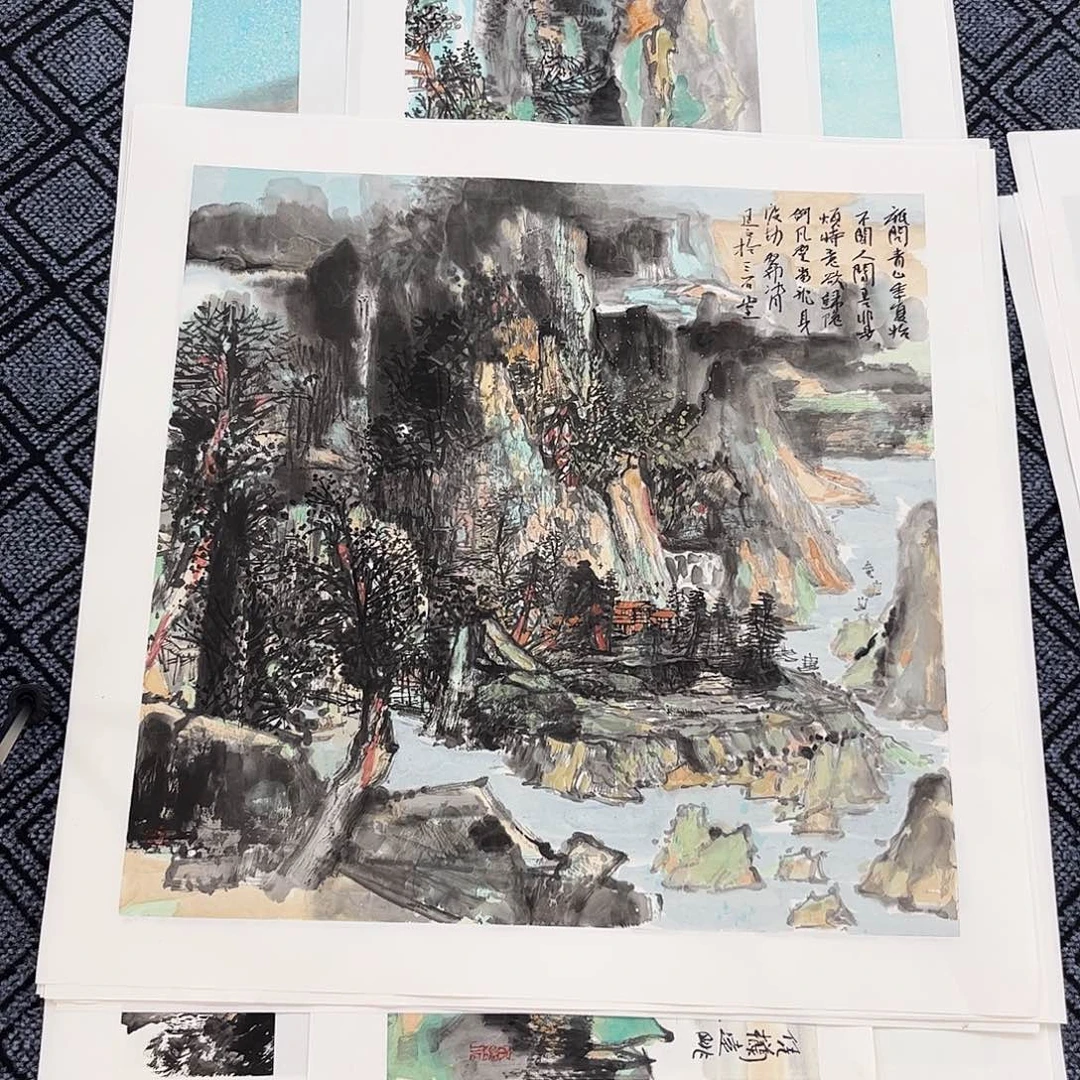 L***7国画兰延文老师四尺斗方山水作品旭