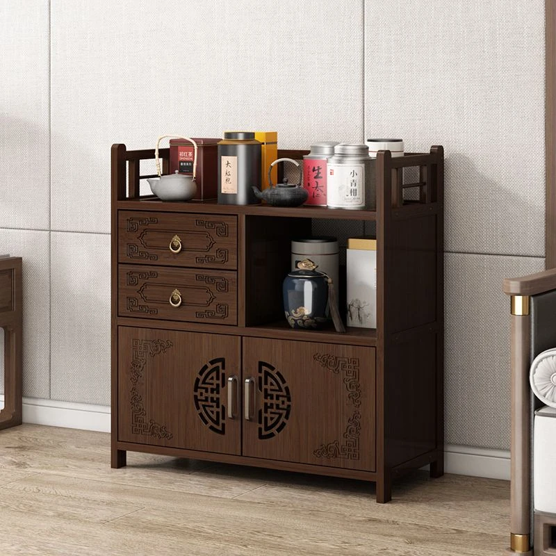 家用茶水柜客厅沙发边几茶具收纳架桌边置物架非实木小户型博古架