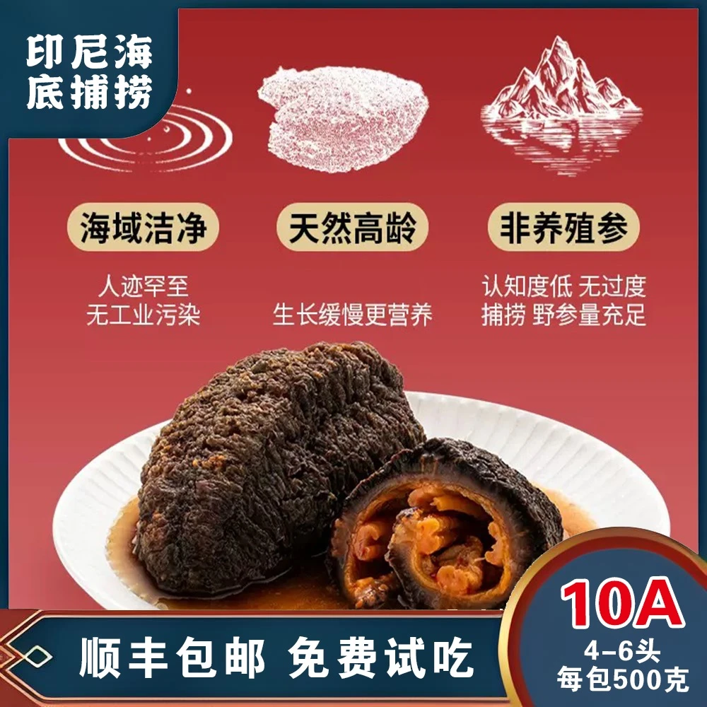 【印尼渔民阿东】即食海参500g/包拍一发三包送参鲍汁3包+海螺壳1个
