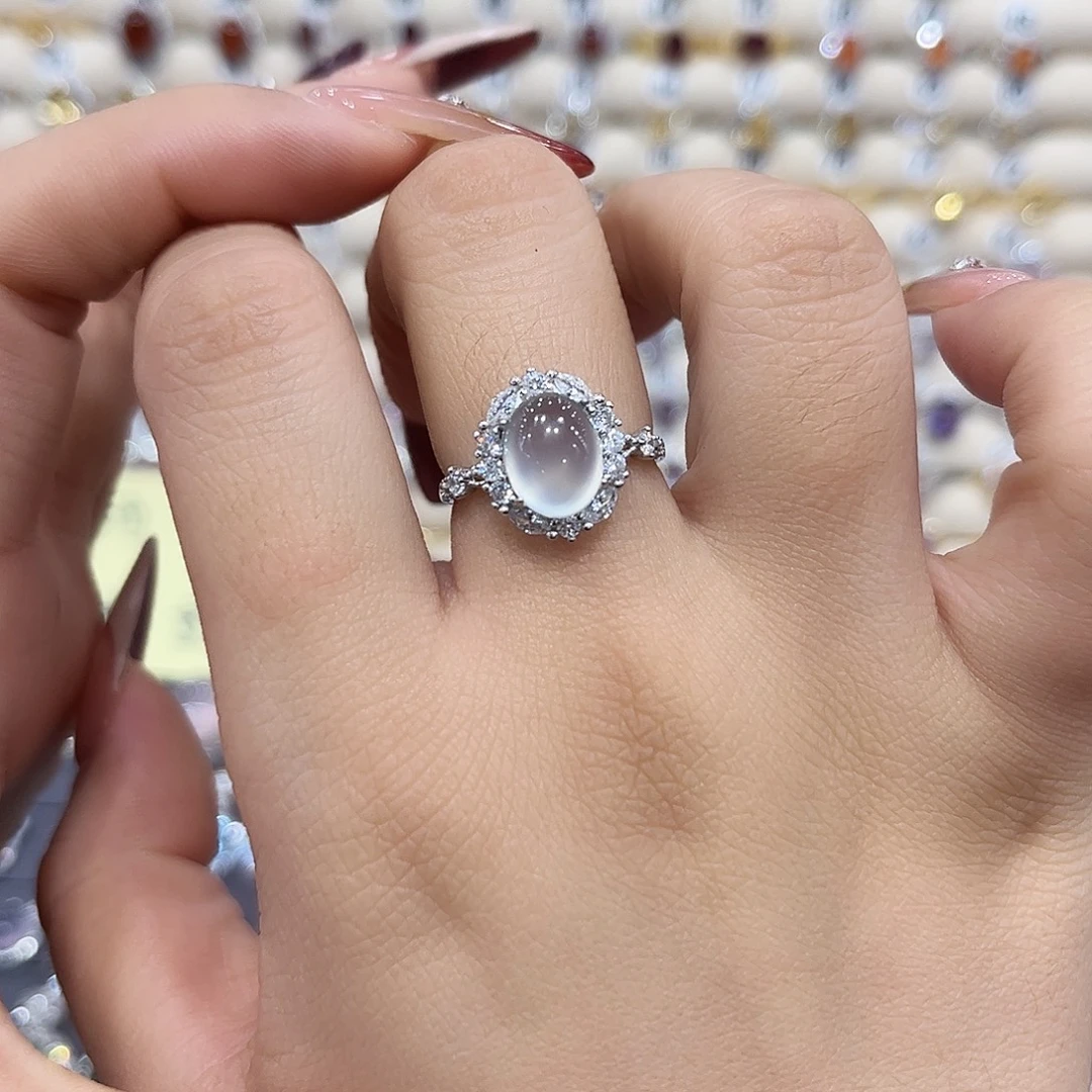 蛇纹石玉银S925镶嵌戒指