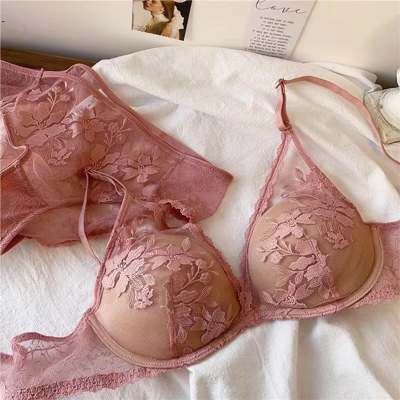 新款法式性感蕾丝文胸套装聚拢棉舒适透气调整型文胸套装