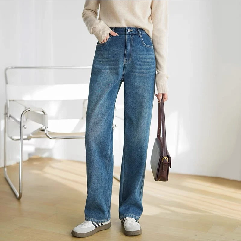 2025早春新款四面弹高品质牛仔裤女复古窄版显瘦显腿直直筒裤