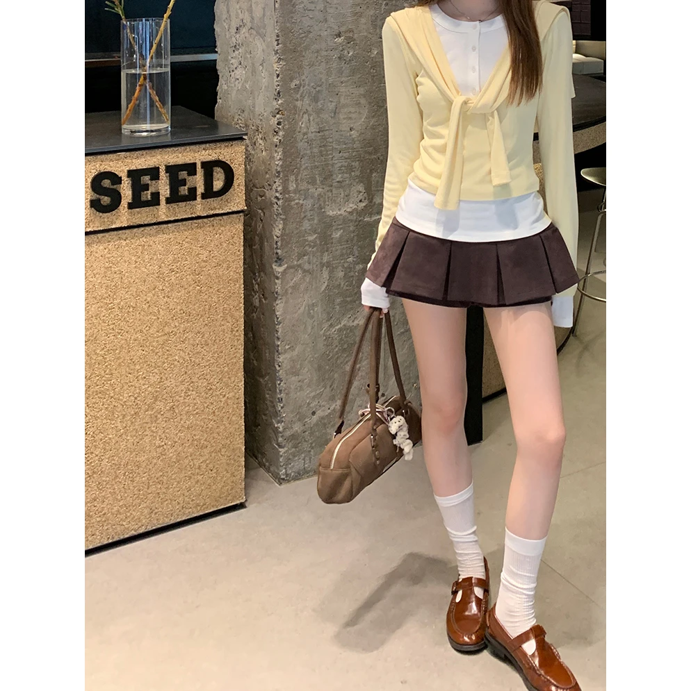 半身裙女2025新款百搭流行爆款百褶裙包臀裙子棕色短裙纯欲显瘦女