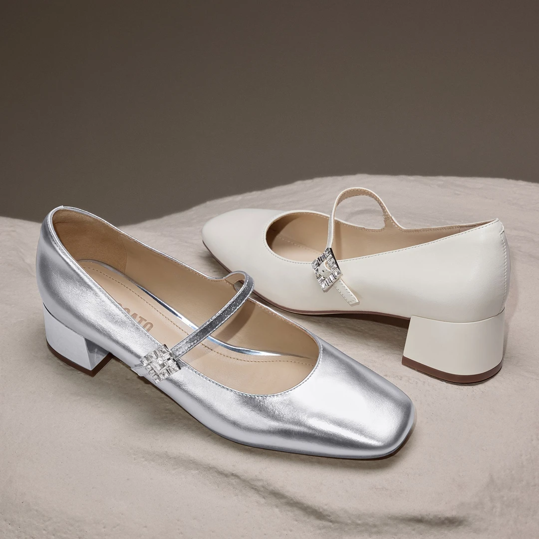 【欧若风】思加图新款玛丽珍鞋粗跟鞋浅口单鞋女皮鞋S1958CQ4