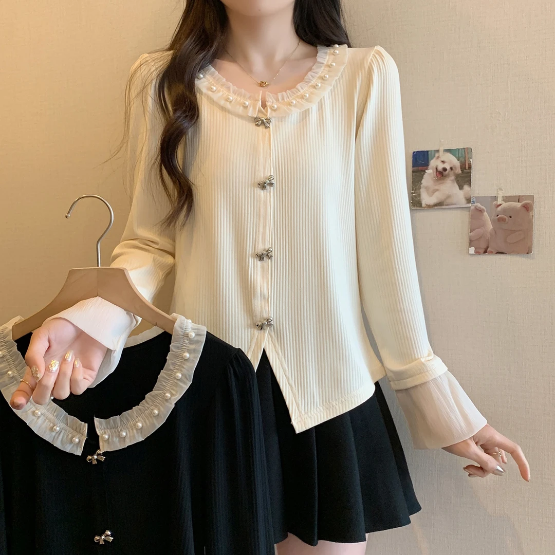 2025春季新款韩版法式减龄针织衫高级感百搭显瘦上衣女62127